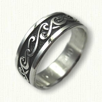 Double Wave Wedding Band - Sterling Silver with Black Antiquing 