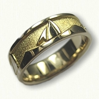 14kt Yellow Gold Custom Nautical Sailboat Wedding Band  