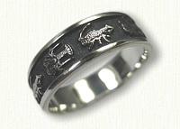 Custom Sterling Silver Lobster Wedding Band with Antiquing 