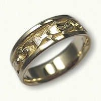 Yellow Gold Custom Redfish Wedding Band 