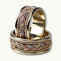 14kt Tri Color Turks Band Set with Sleeves 