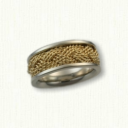 14kt White Gold with 14kt Yellow Gold Braided and Sleeved Turkshead Wedding Band 