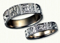 14kt white gold Asian Symbols Band - Regular etch