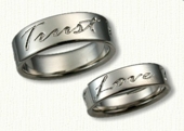 Custom Reverse Etch - Love, Trust, Respect  Wedding Band Set