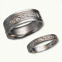 14kt Custom Phrase Wedding Band - My Earth Your Sunrise 