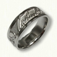 14kt White Gold Custom Personalized Wedding Band 