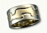 Puzzle Themed Wedding Rings in gold and platinum