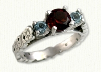 Sculpted floral engagement ring in 14KW