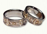 Custom Roman Numeral Bands in 14KW, 6mm