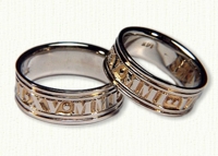 Custom Roman Numeral Bands in 14KW/18kt Yellow electroplating