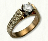 14kt yellow gold Bridget Engagement Ring with Saguaro Pattern and Round Diamond