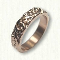 14kt Rose Florentine Scroll Band - Straight Edges