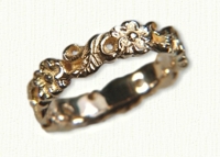 Sculpted floral wedding ring 14KY