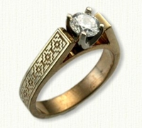 14kt yellow gold Bridget Engagement Ring with Sedona Pattern and Round diamond