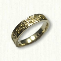 Narrow 14kt Yellow Gold Mojave Band - 4mm Regular Etch