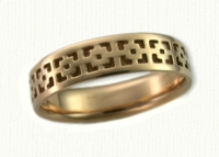 14kt yellow gold Southwestern Square Wedding Band - reverse etch