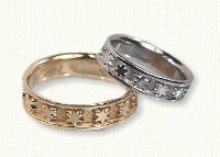 Custom Star Wedding Band shown in both 14kt Yellow Gold and 14kt White Gold