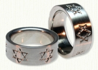 Reverse Etch Star of David Band with Sleeve