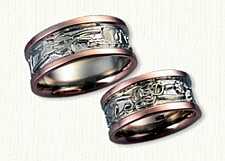 14kt Two Tone Custom Story Wedding Bands