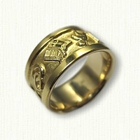 18kt Yellow Gold Custom Story Band -10 mm width 