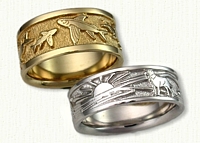 14kt Two Tone Custom Story Bands- Flying Fish