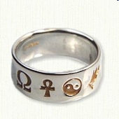 Custom Band with Egyptian Anch and Omega symbol