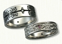 14kt white gold Custom Tree of Life Band (Reverse Etch)