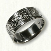 14kt white gold Symbols Wedding Rings - Regular etch