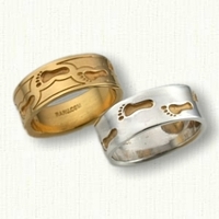 Footprints in the Sand Wedding Band Set