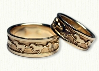 Stallion / Horse Wedding Bands Shown in 14kt Yellow