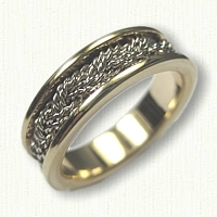 14Kt white gold six strand Turks head band with yellow gold sleeve