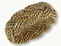 14kt yellow gold, 3 strand hand woven turks head knot ring