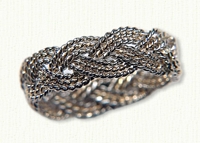 14kt two tone, 3 strand hand braided Turks head knot band