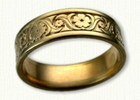 Wild Rose Scroll Wedding Band